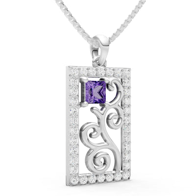 Amethyst Trellis Pattern Inset Luster Pendant