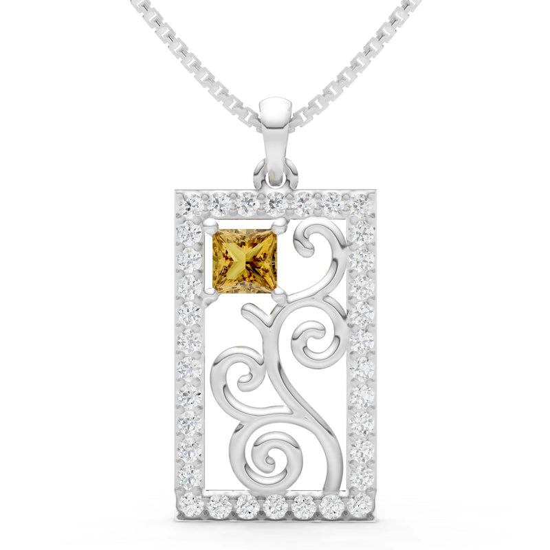 Citrine Trellis Pattern Inset Luster Pendant
