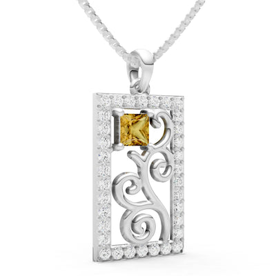 Citrine Trellis Pattern Inset Luster Pendant