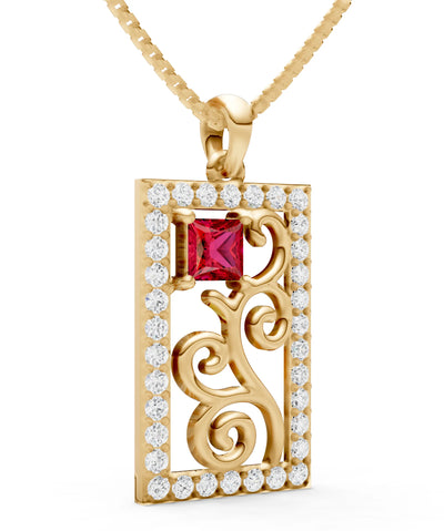 Trellis Pattern Inset Luster Pendant