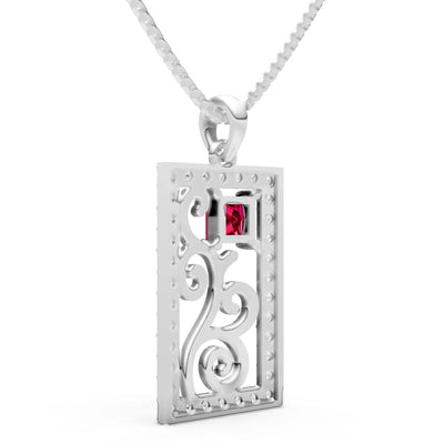 Ruby Trellis Pattern Inset Luster Pendant