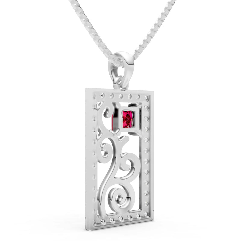Ruby Trellis Pattern Inset Luster Pendant