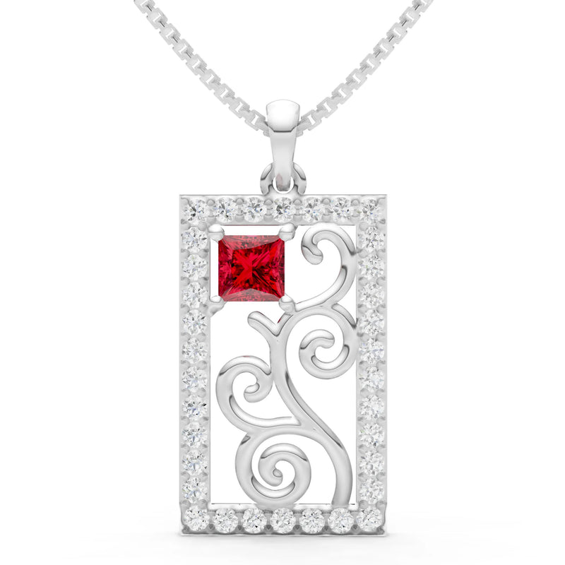 Ruby Trellis Pattern Inset Luster Pendant