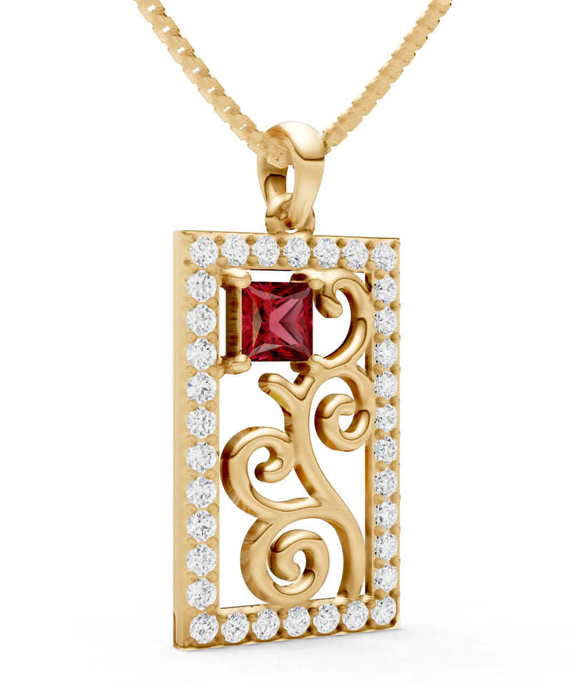 Trellis Pattern Inset Luster Pendant