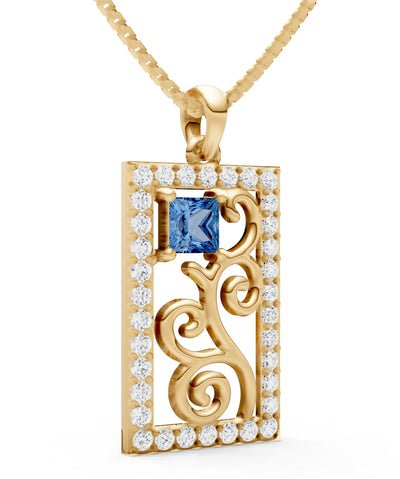 Trellis Pattern Inset Luster Pendant