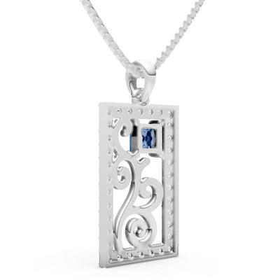 London Blue Topaz Trellis Pattern Inset Luster Pendant