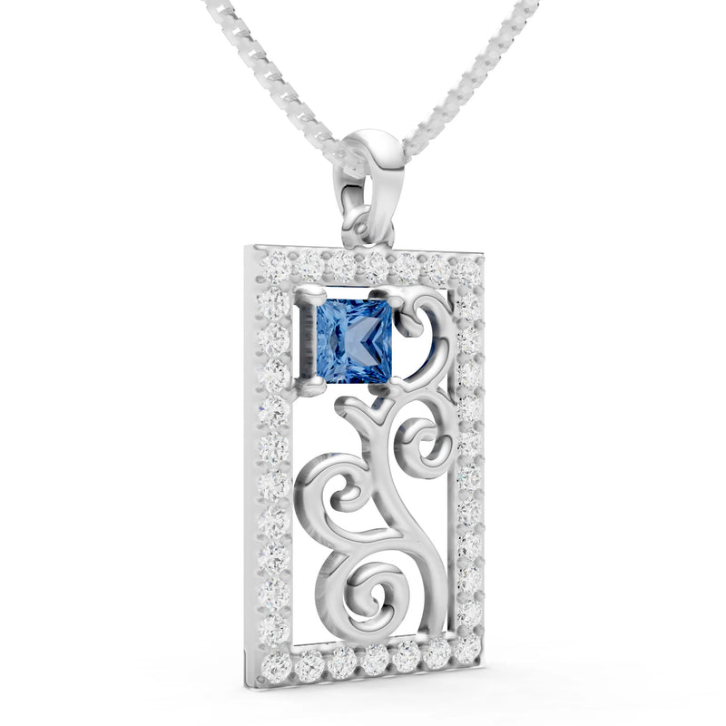 London Blue Topaz Trellis Pattern Inset Luster Pendant