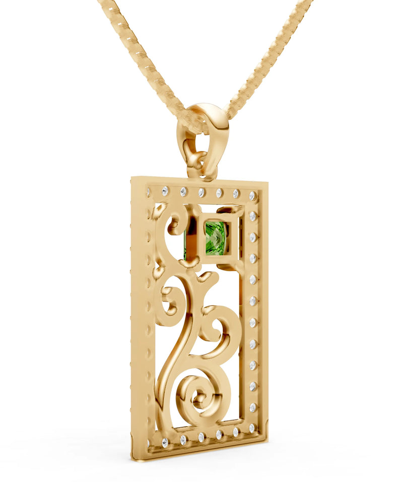 Peridot Trellis Pattern Inset Luster Pendant