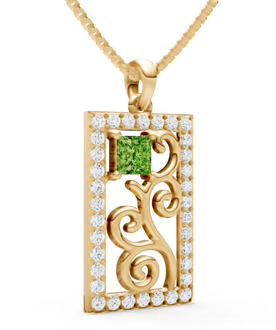Peridot Trellis Pattern Inset Luster Pendant