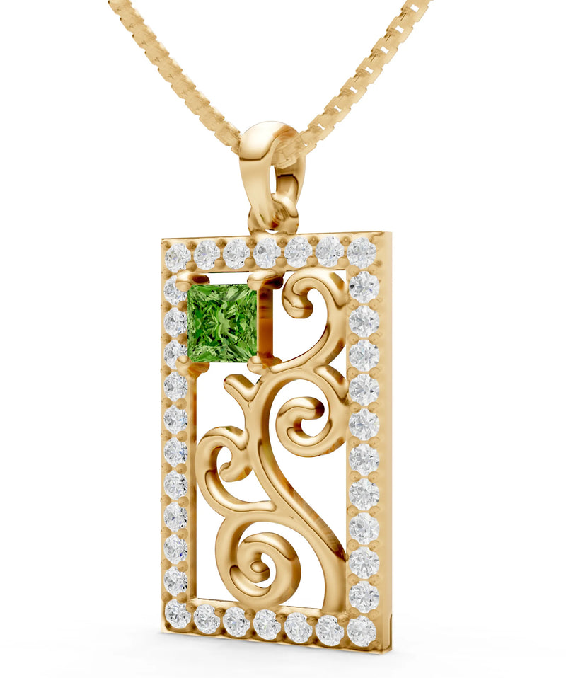 Peridot Trellis Pattern Inset Luster Pendant
