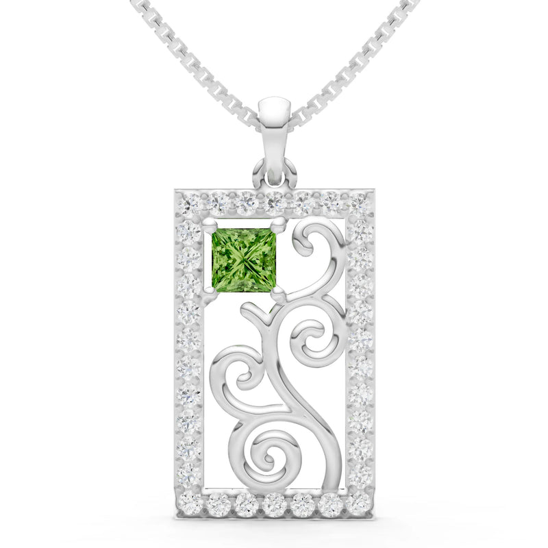 Peridot Trellis Pattern Inset Luster Pendant