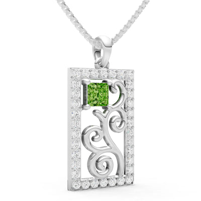 Peridot Trellis Pattern Inset Luster Pendant