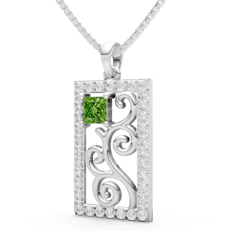 Peridot Trellis Pattern Inset Luster Pendant