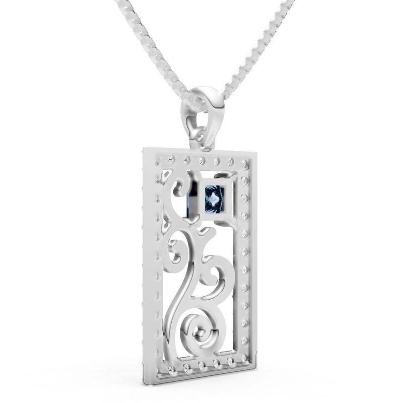 Alexandrite Trellis Pattern Inset Luster Pendant