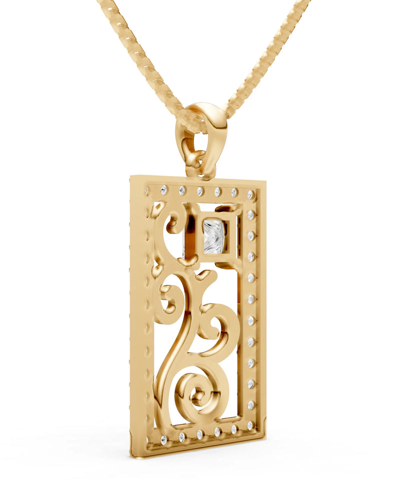 Trellis Pattern Inset Luster Pendant