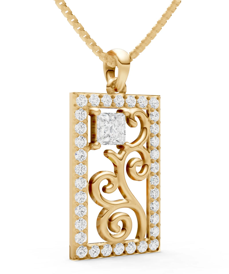 Trellis Pattern Inset Luster Pendant