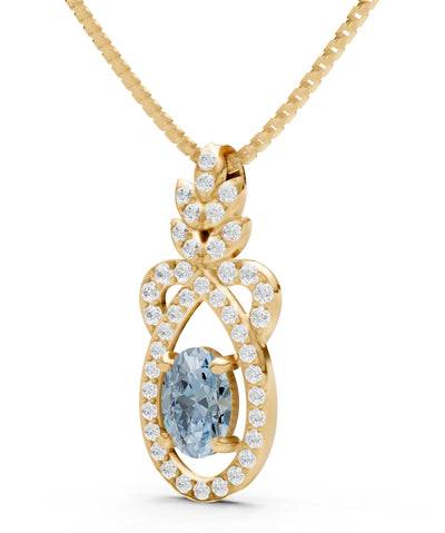 Aquamarine Regal Knot Oval Focus Splendor Pendant