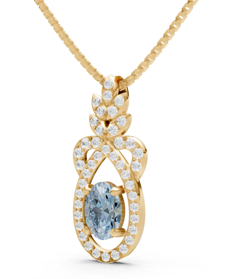 Aquamarine Regal Knot Oval Focus Splendor Pendant