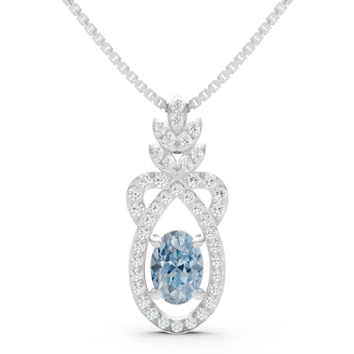 Aquamarine Regal Knot Oval Focus Splendor Pendant