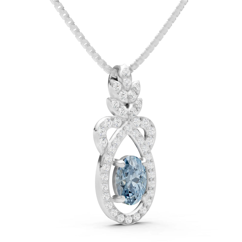 Aquamarine Regal Knot Oval Focus Splendor Pendant