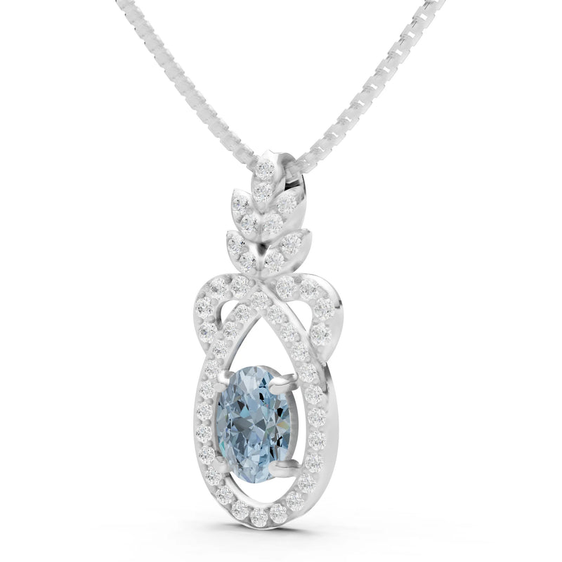 Aquamarine Regal Knot Oval Focus Splendor Pendant