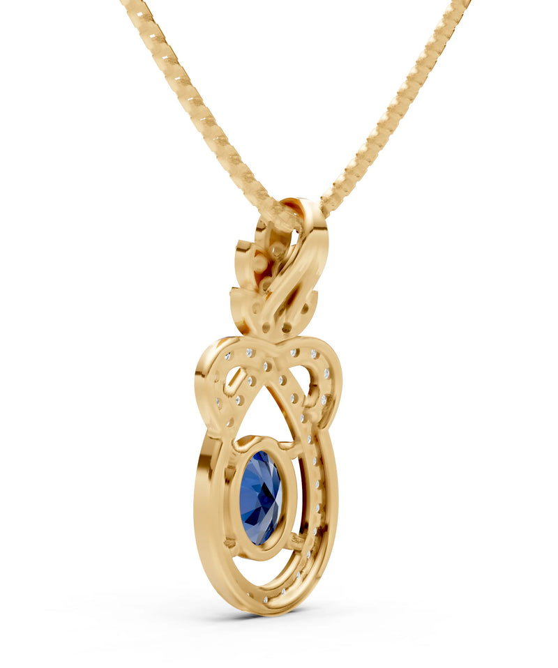 Blue Sapphire Regal Knot Oval Focus Splendor Pendant
