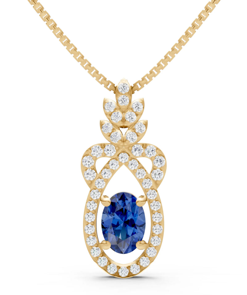 Blue Sapphire Regal Knot Oval Focus Splendor Pendant