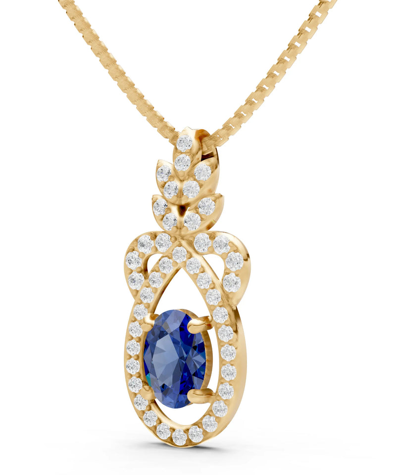 Blue Sapphire Regal Knot Oval Focus Splendor Pendant