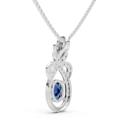 Blue Sapphire Regal Knot Oval Focus Splendor Pendant