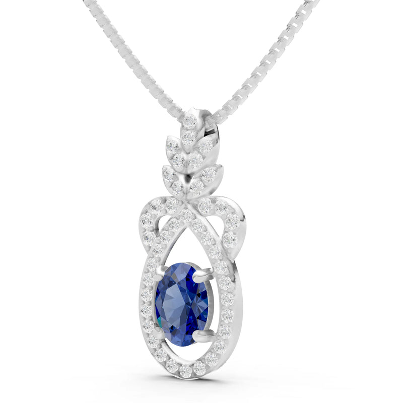 Blue Sapphire Regal Knot Oval Focus Splendor Pendant