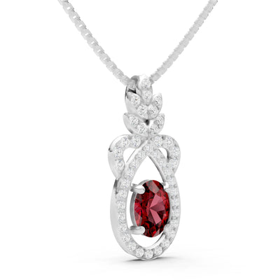 Garnet Regal Knot Oval Focus Splendor Pendant