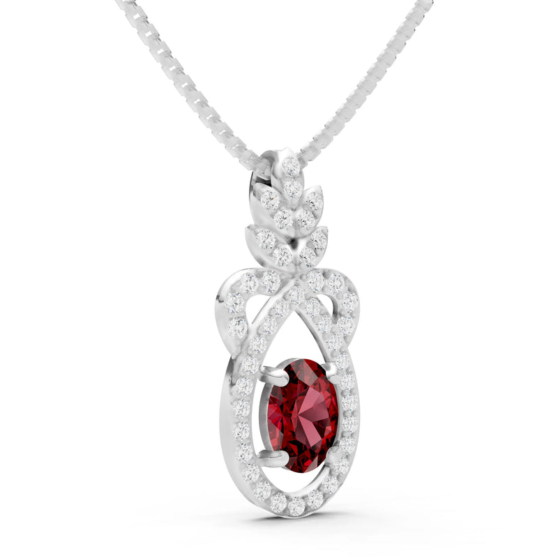 Garnet Regal Knot Oval Focus Splendor Pendant