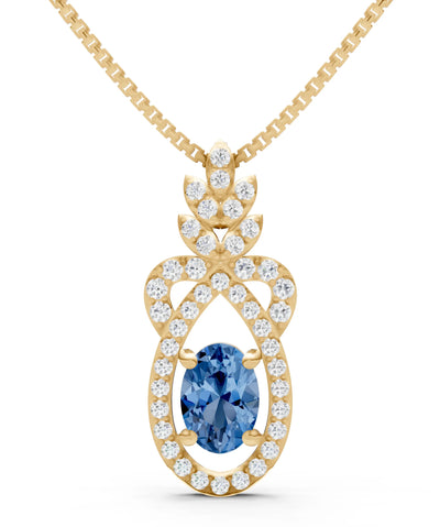 London Blue Topaz Regal Knot Oval Focus Splendor Pendant