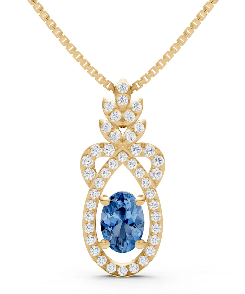 London Blue Topaz Regal Knot Oval Focus Splendor Pendant
