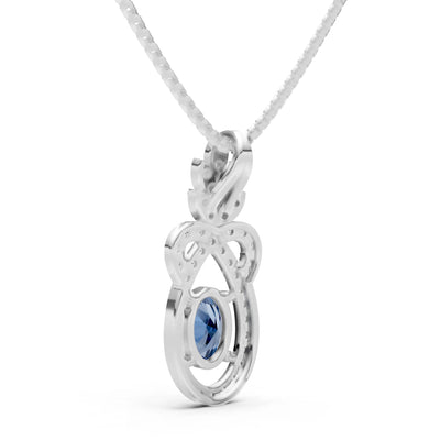 London Blue Topaz Regal Knot Oval Focus Splendor Pendant