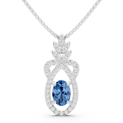 London Blue Topaz Regal Knot Oval Focus Splendor Pendant