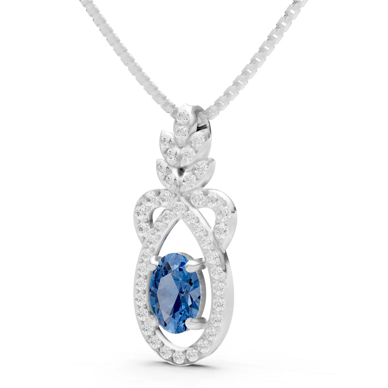 London Blue Topaz Regal Knot Oval Focus Splendor Pendant