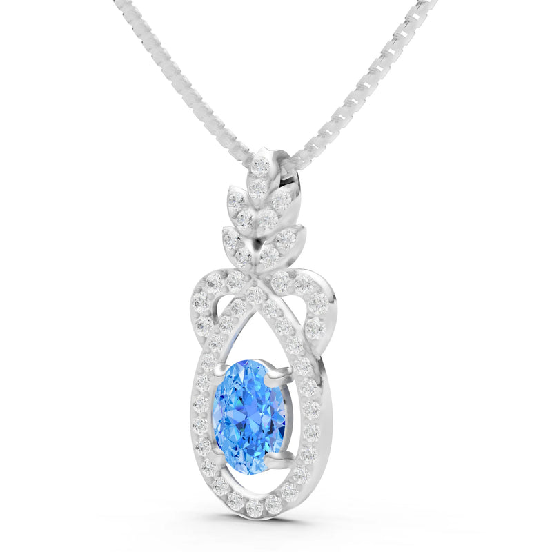 Swiss Blue Topaz Regal Knot Oval Focus Splendor Pendant