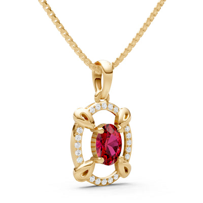 Ruby Oval Gemstone Pendant