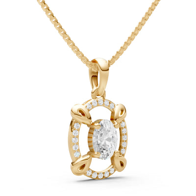 Diamond Oval Gemstone Pendant