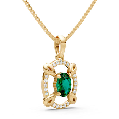 Emerald Oval Gemstone Pendant