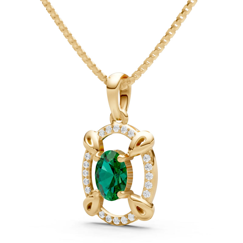 Emerald Oval Gemstone Pendant