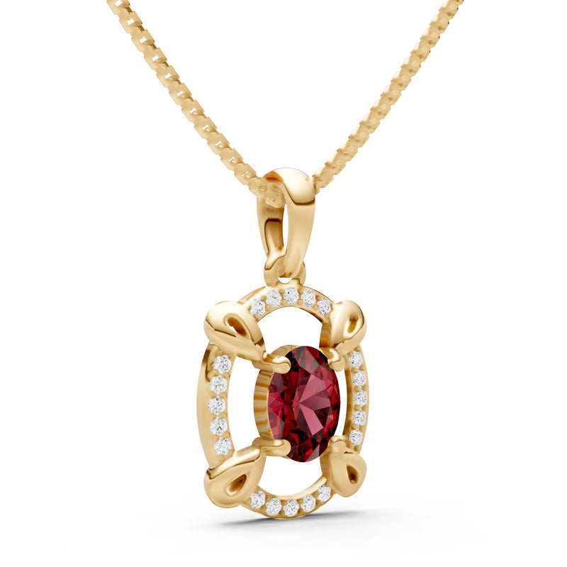 Garnet Oval Gemstone Pendant