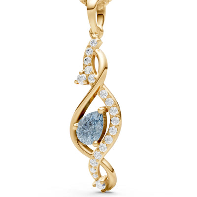 Aquamarine Infinity Drop Entwine Glimmer Pendant