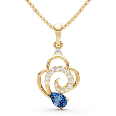 London Blue Topaz Swirl Fire Pendant