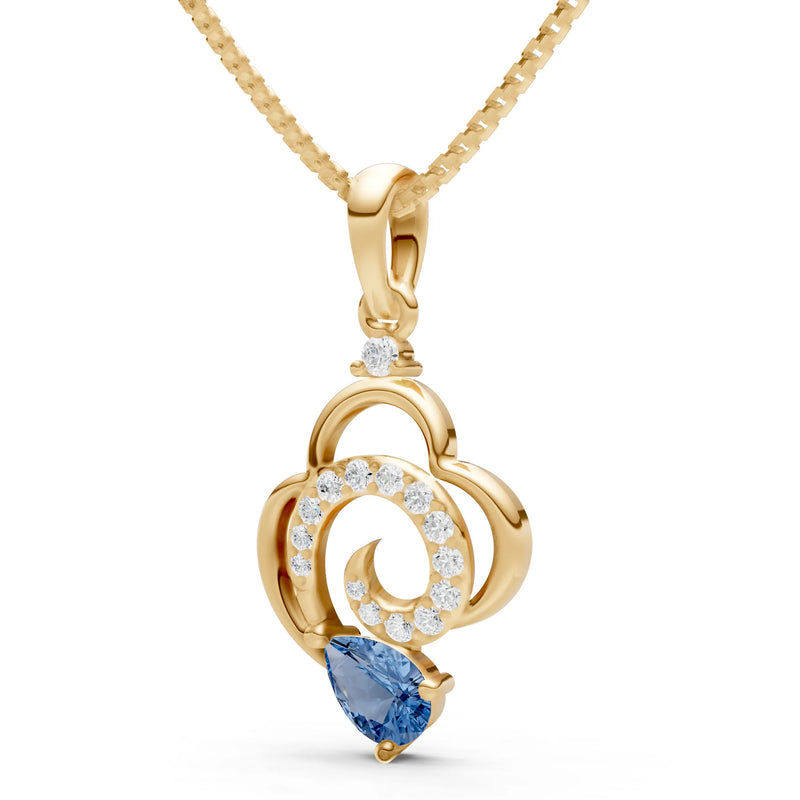 London Blue Topaz Swirl Fire Pendant
