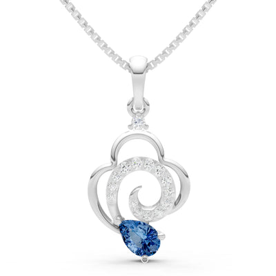 London Blue Topaz Swirl Fire Pendant