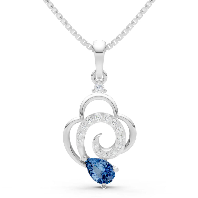 London Blue Topaz Swirl Fire Pendant