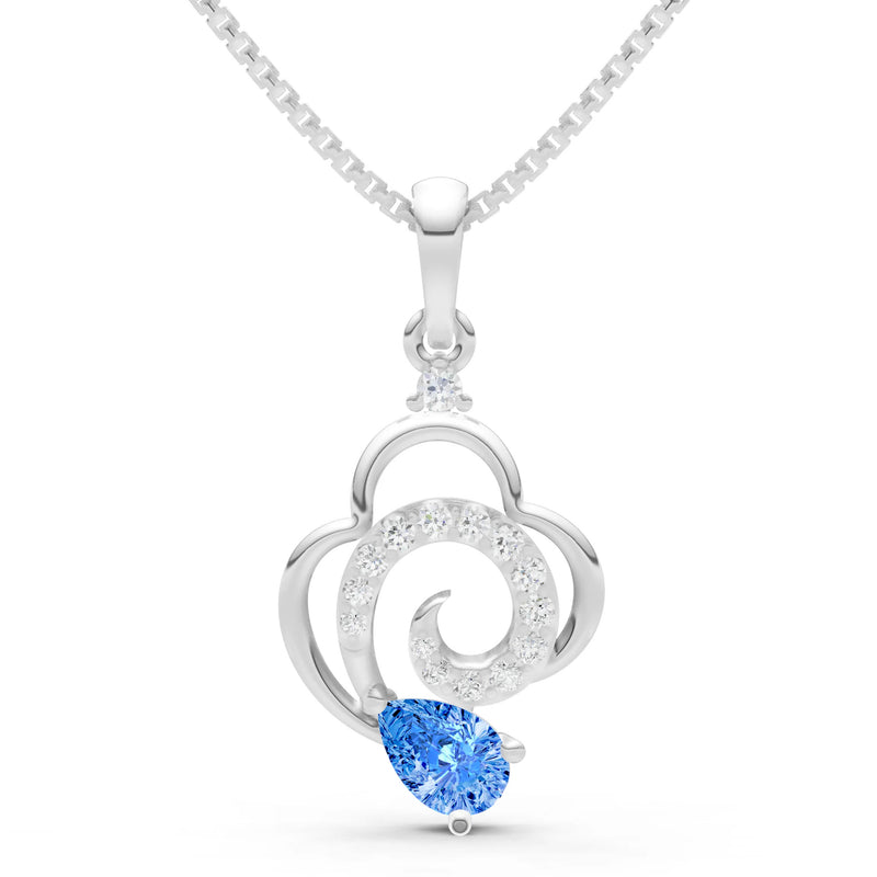 Swiss Blue Topaz Swirl Fire Pendant