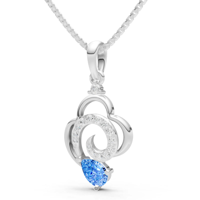 Swiss Blue Topaz Swirl Fire Pendant